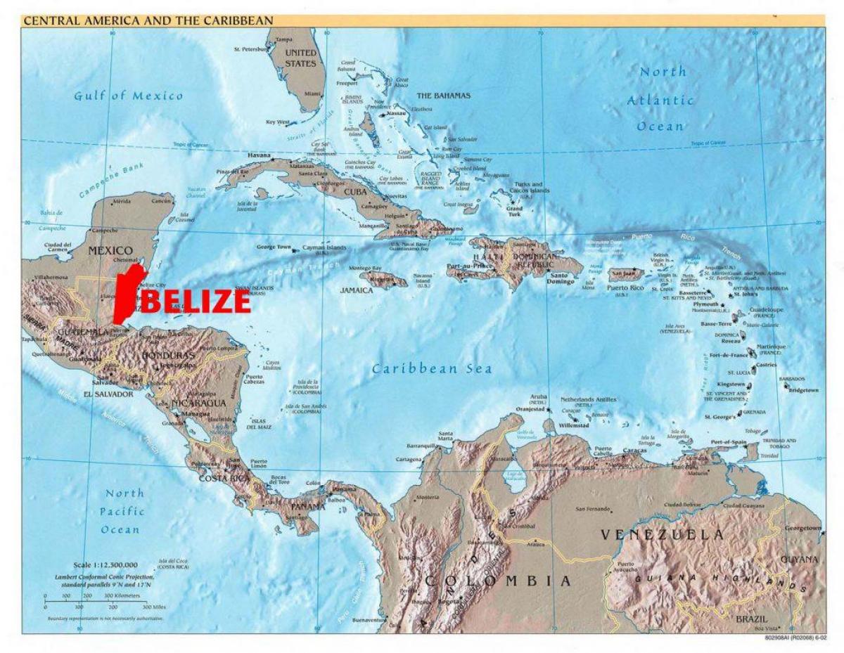 Belize Orta Amerika haritası 