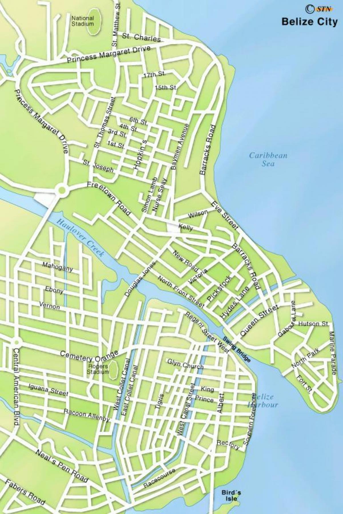 Belize city haritası sokaklar