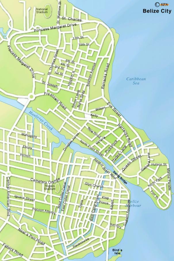 Belize city haritası sokaklar
