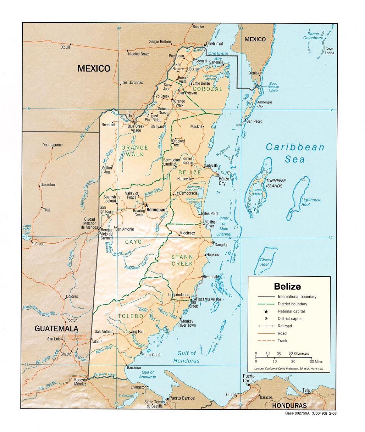 harita Belize gösteriliyor 