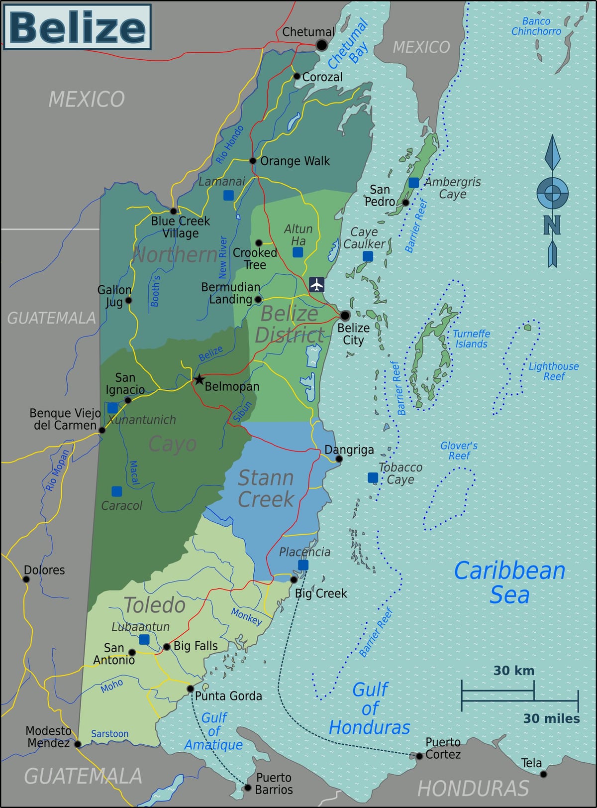 Belize Uluslararası Havaalanı Haritayı göster
