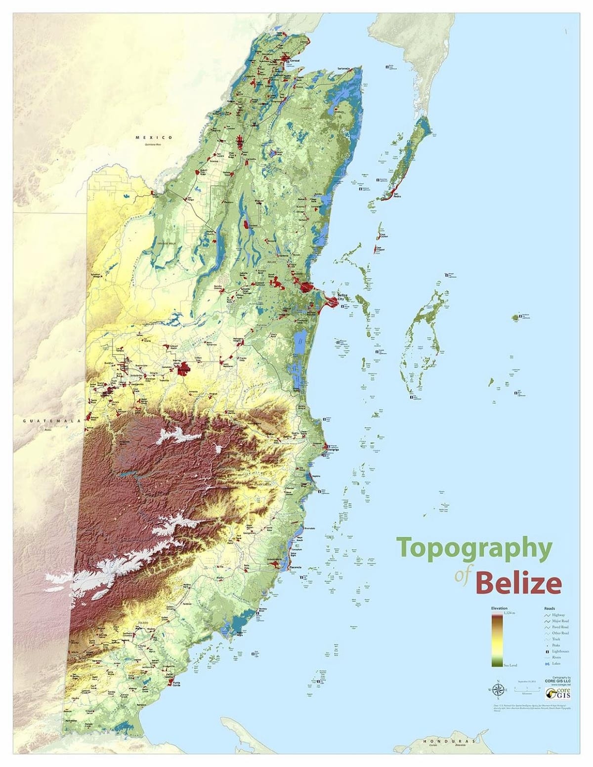 Topografik Belize göster 
