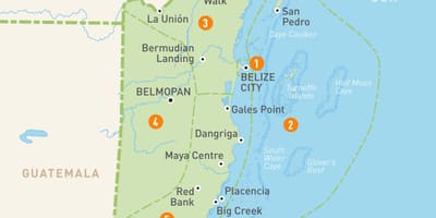Belize ve çevre ülkeler haritası 